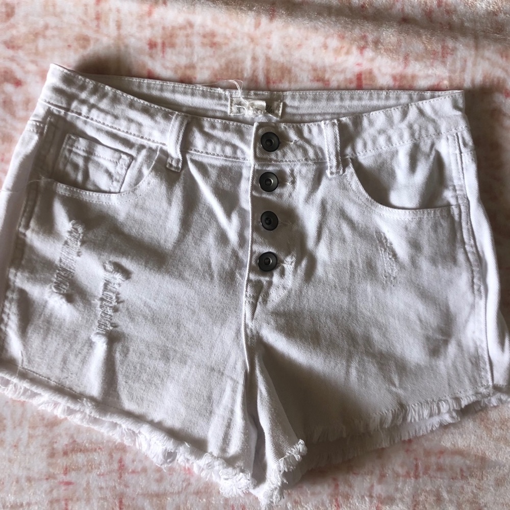 White jean shorts